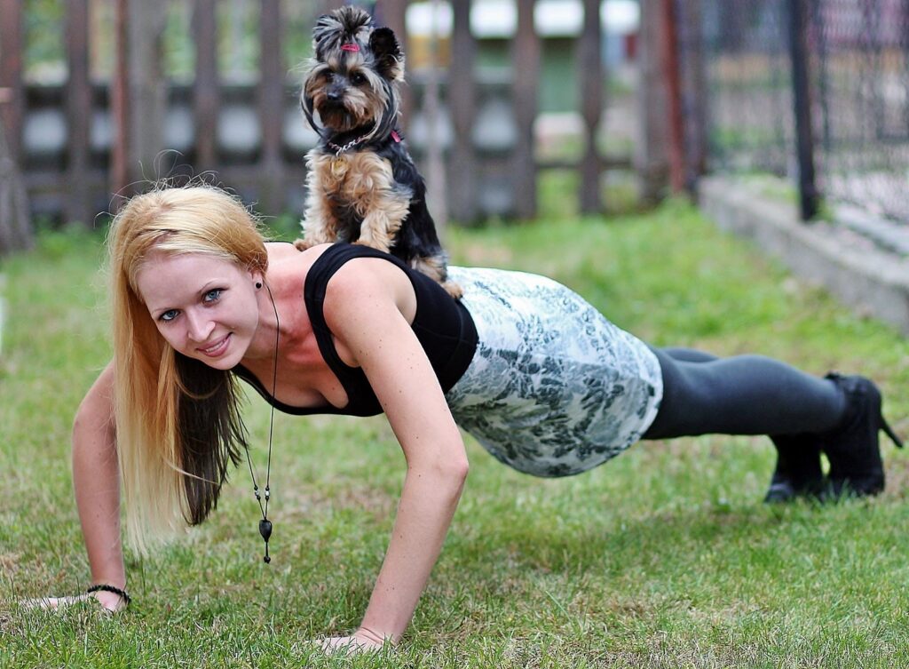Final Takeaways, diamond push-ups woman with dog