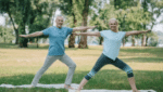 elderly couple doing tai chi in the park NAC